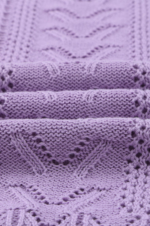 Crochet Lace Pointelle Knit Sweater